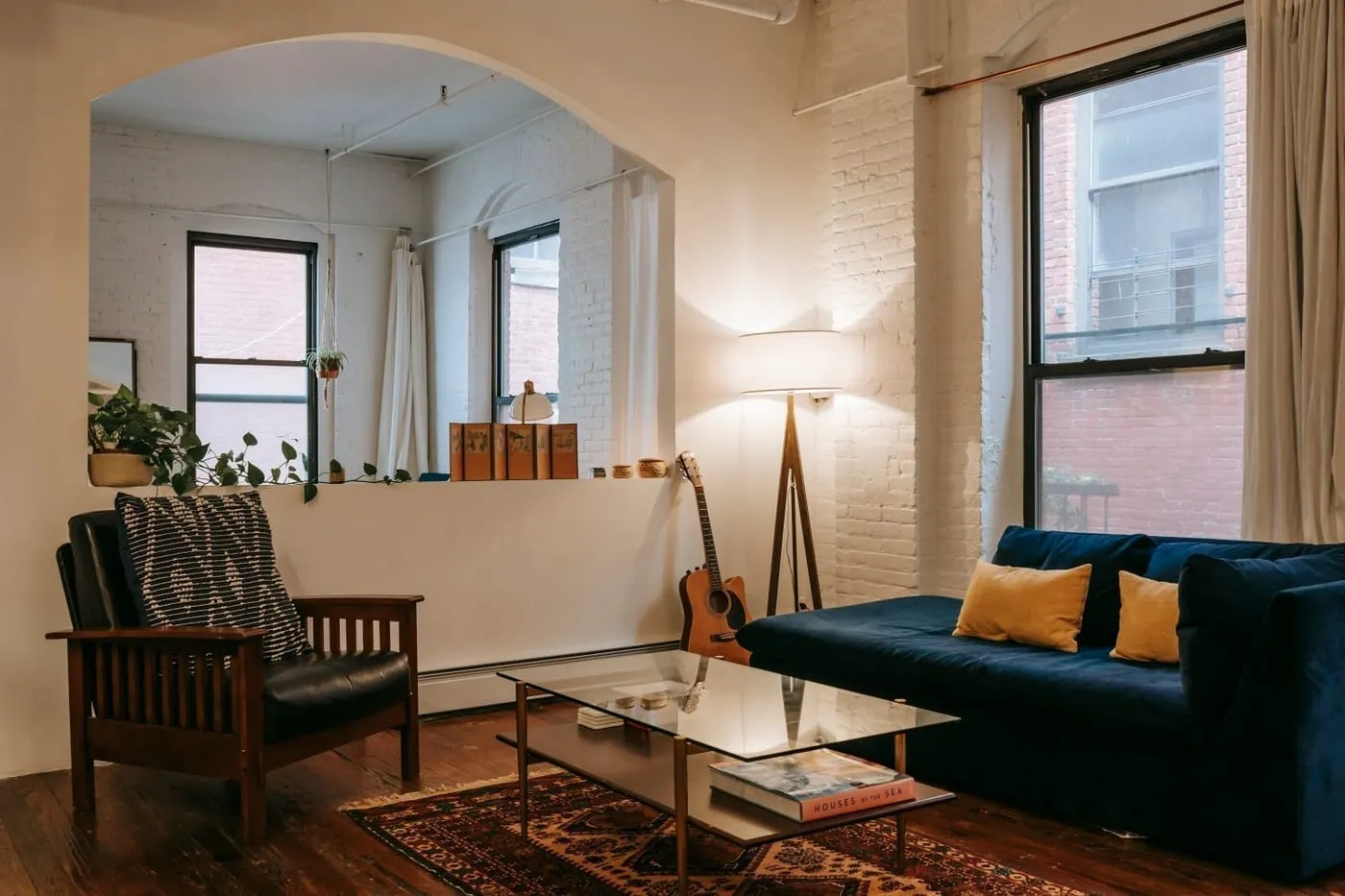 Warm cozy apartment living room with natural light