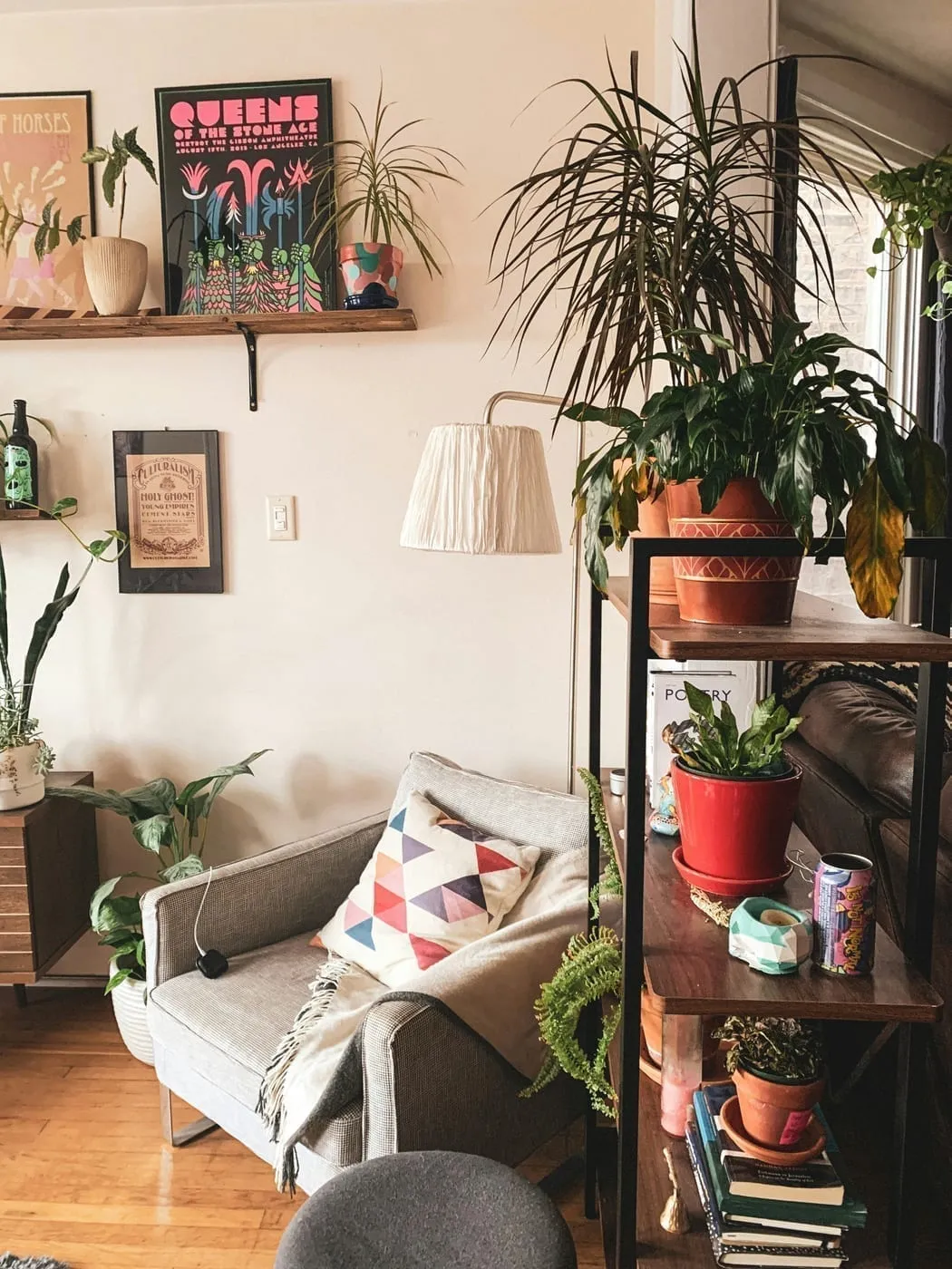 Removable peel-and-stick wallpaper transforms a rental bedroom wall without any damage