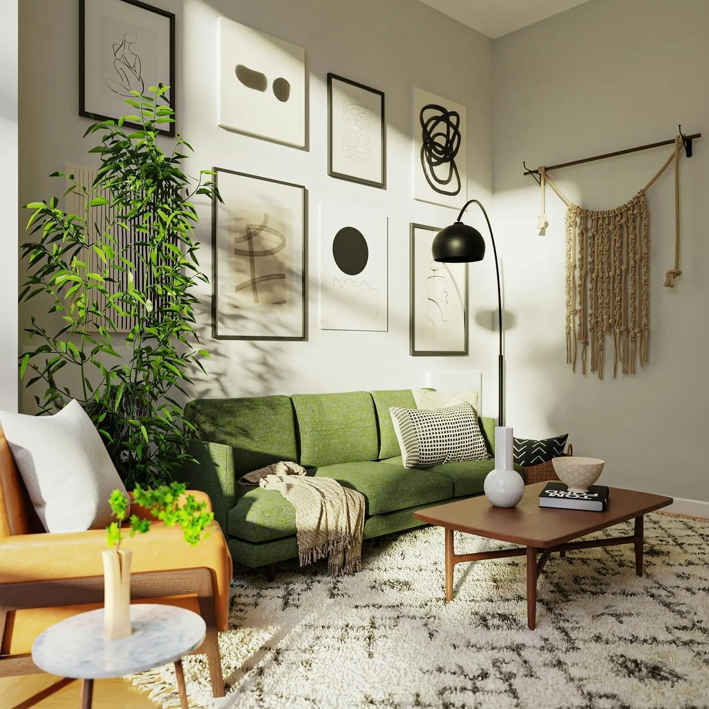 Layered living room lighting with a floor lamp and table lamp replacing harsh overhead light