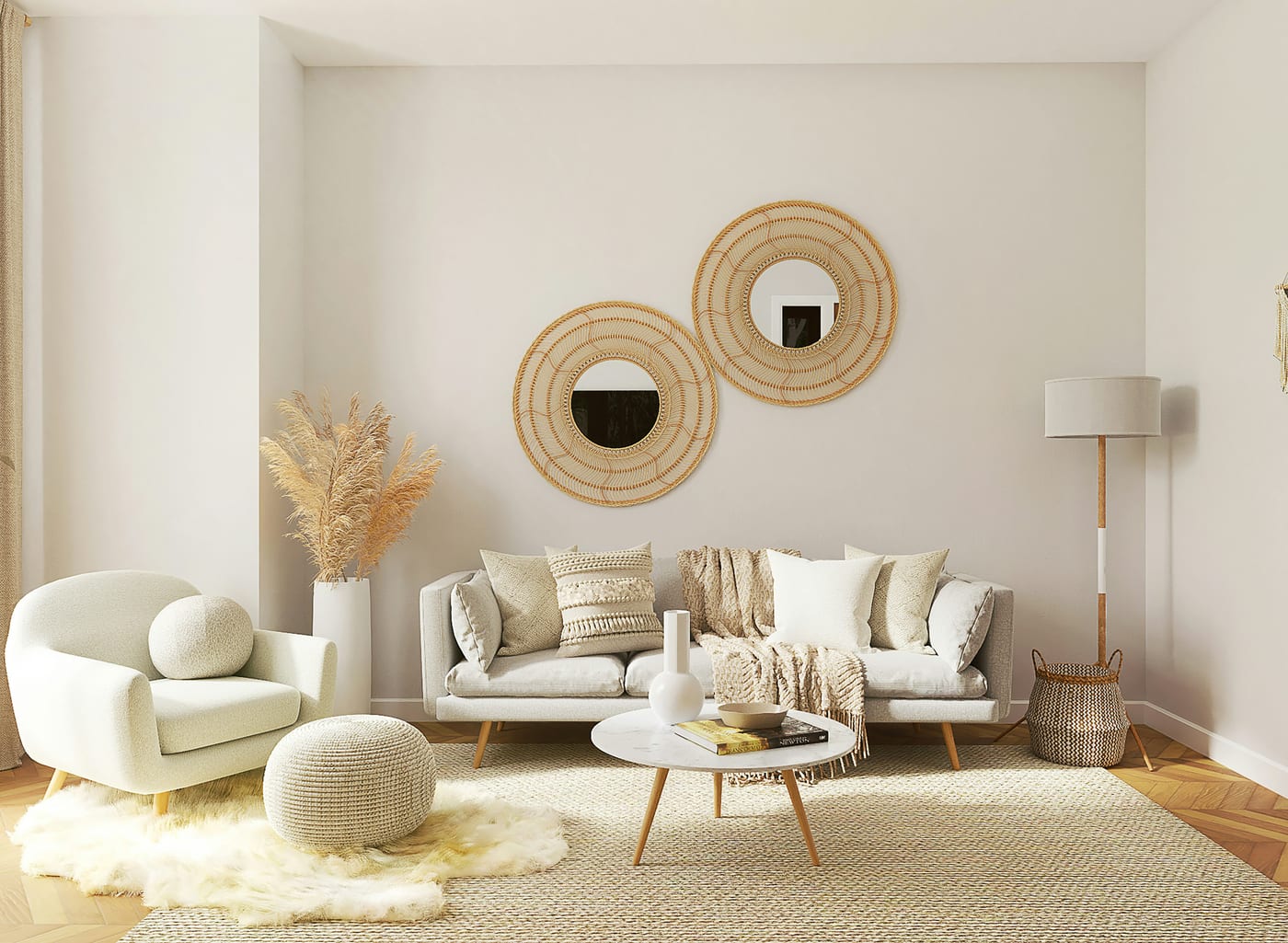A removable peel-and-stick wallpaper accent wall behind a bed in a Canadian rental apartment