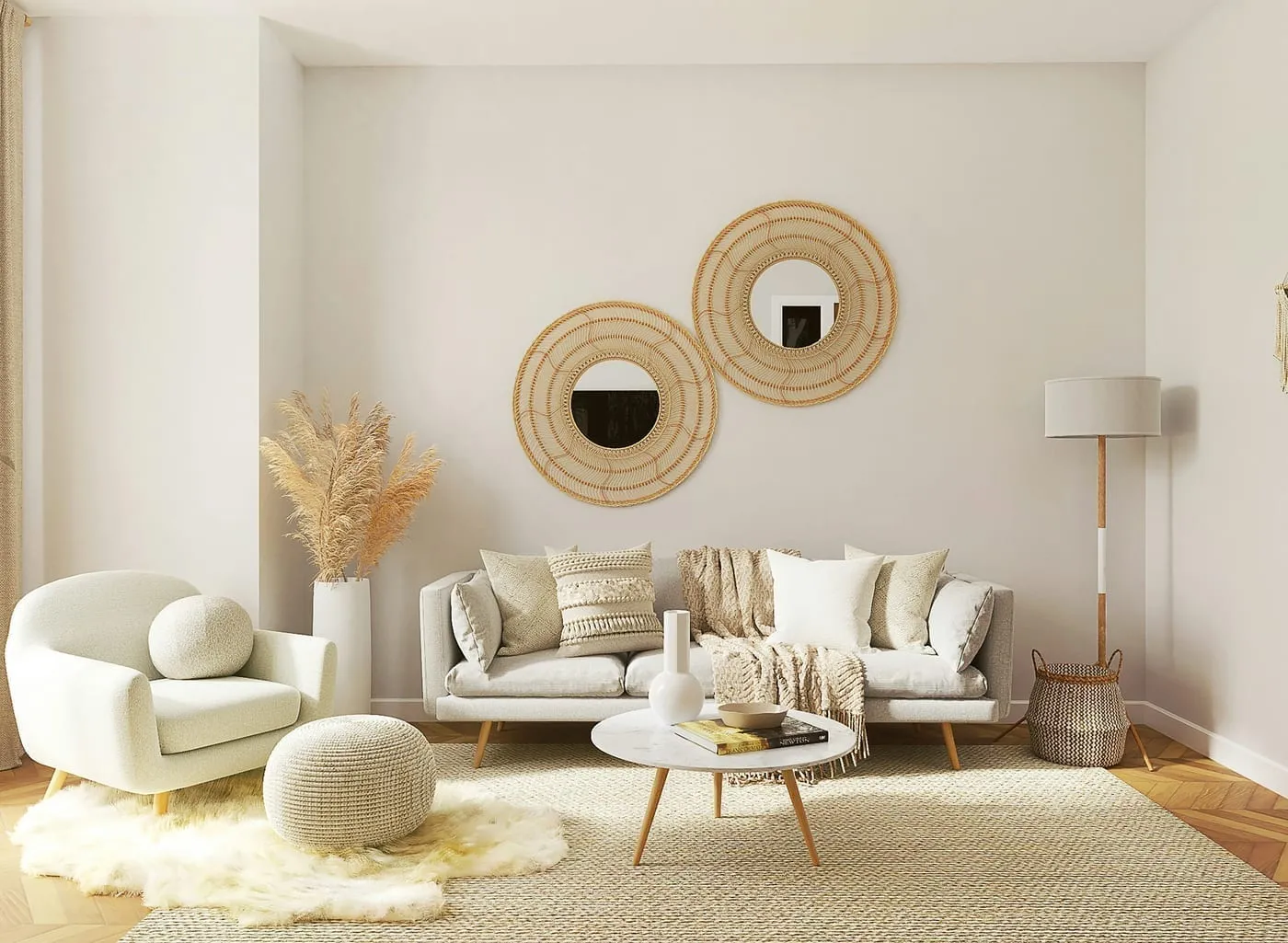 A removable peel-and-stick wallpaper accent wall behind a bed in a Canadian rental apartment