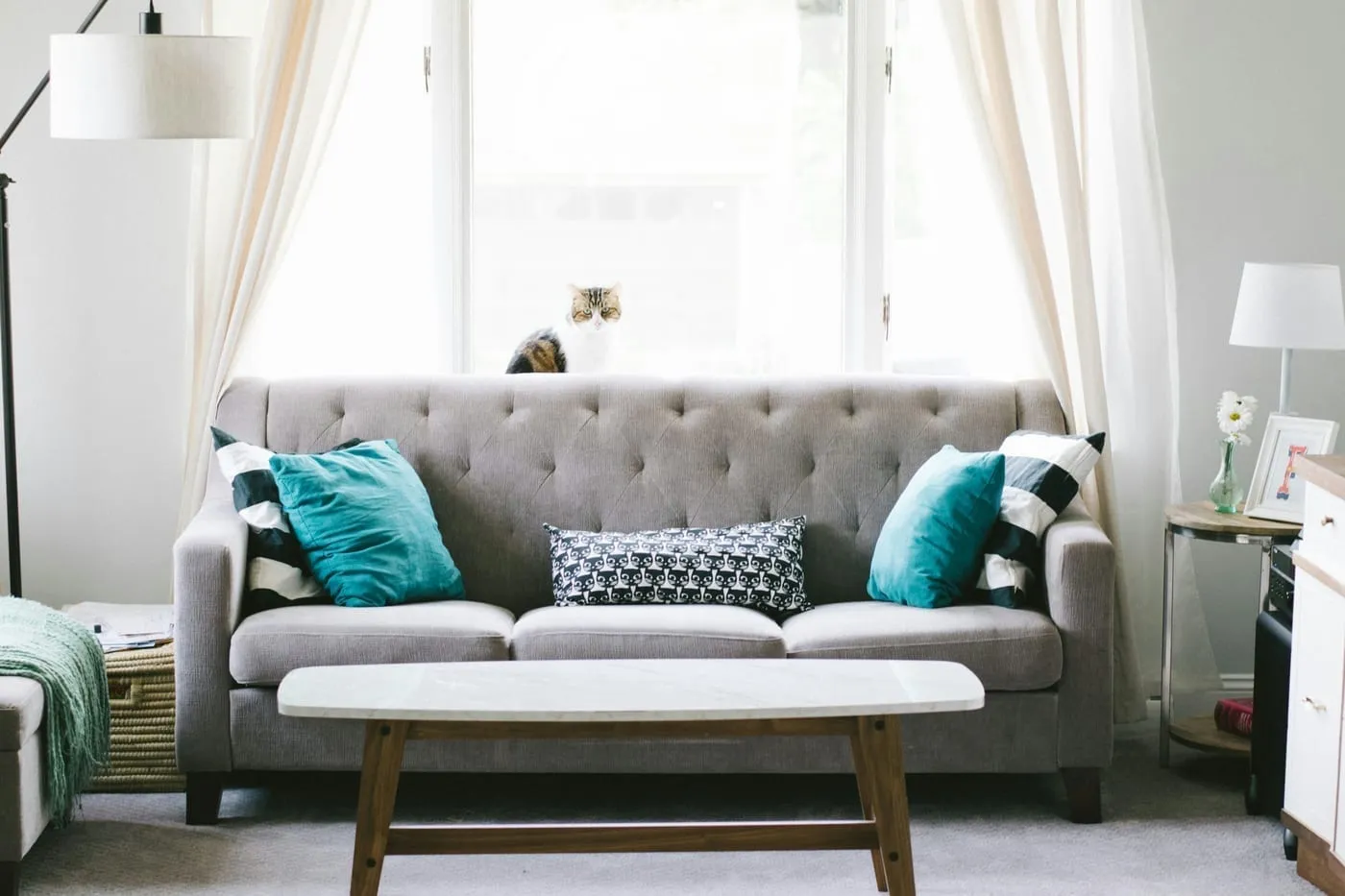A cozy Canadian apartment living room lit with warm lamps and candles — the foundation of winter comfort